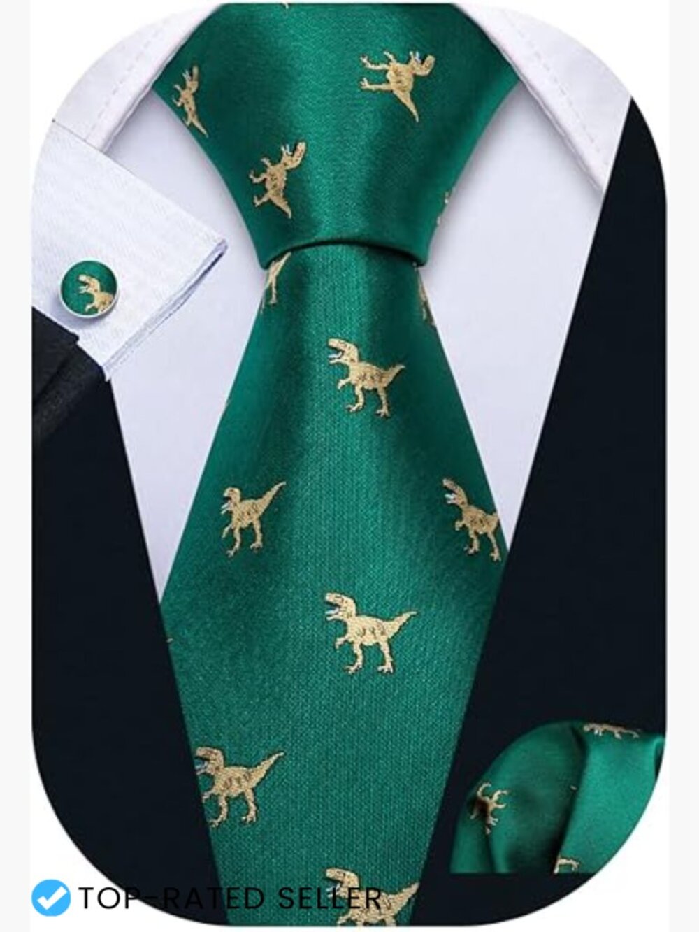 Silk Jacquard Woven Tie Set with Cufflinks and Pocket Square Classic Elegant